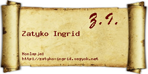 Zatyko Ingrid névjegykártya